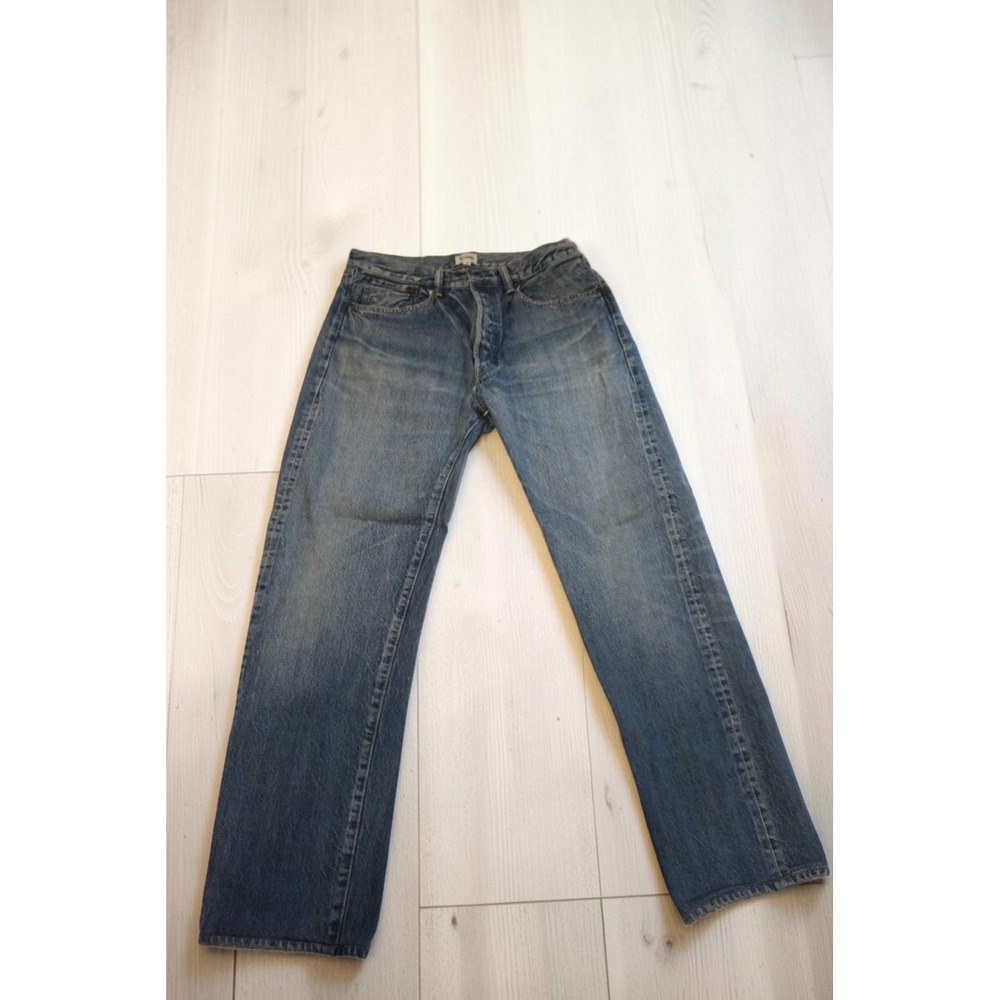 RE/DONE Mens Straight Leg Jeans Medium Wash Blue Denim Size 32 Button Fly